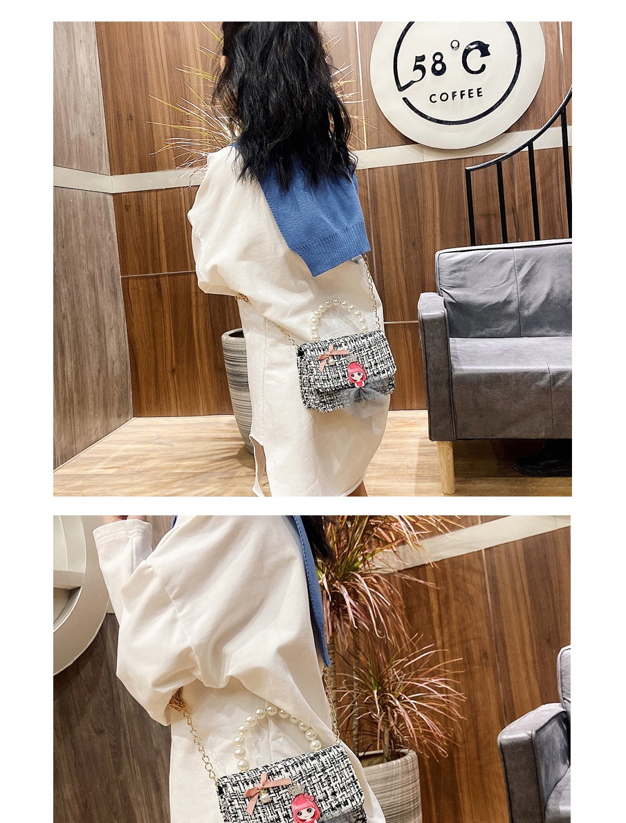 Fashion Girl Black Childrens Woolen Rabbit Flower Messenger Bag,Shoulder bags