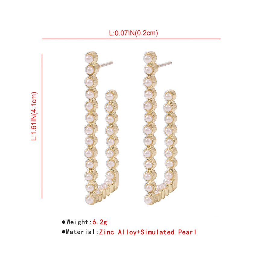 Fashion Gold Color Alloy Pearl Square Earrings,Stud Earrings