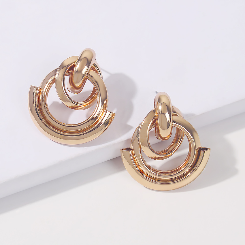 Fashion Gold Color Alloy Hollow Geometric Shape Earrings,Stud Earrings
