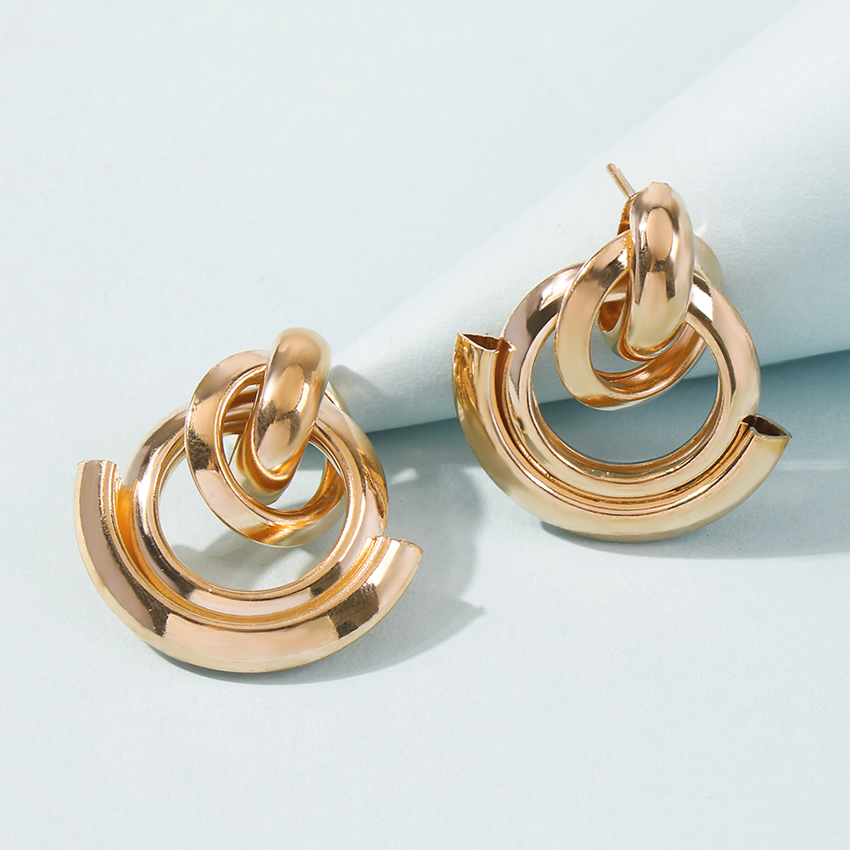 Fashion Gold Color Alloy Hollow Geometric Shape Earrings,Stud Earrings