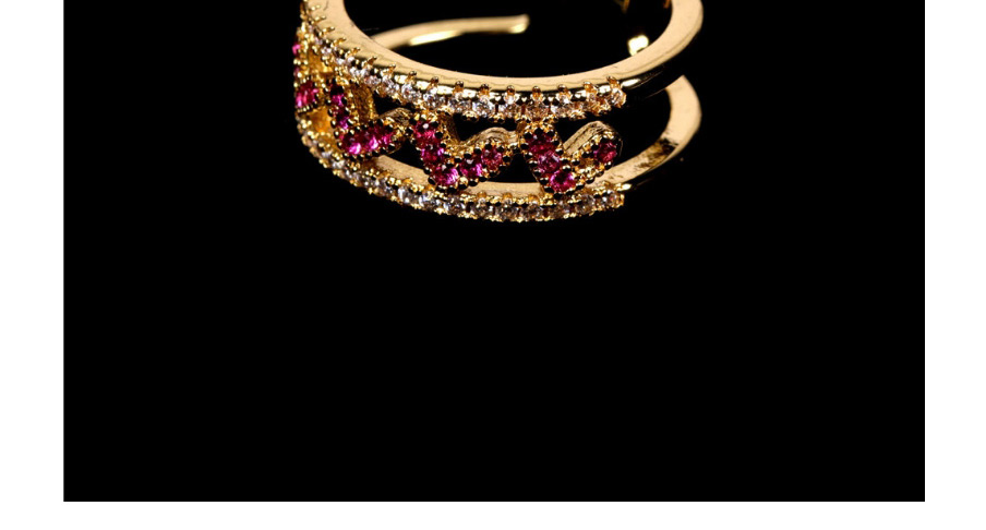 Fashion Pink Diamond Love Heart Red Peach Heart Ring,Rings