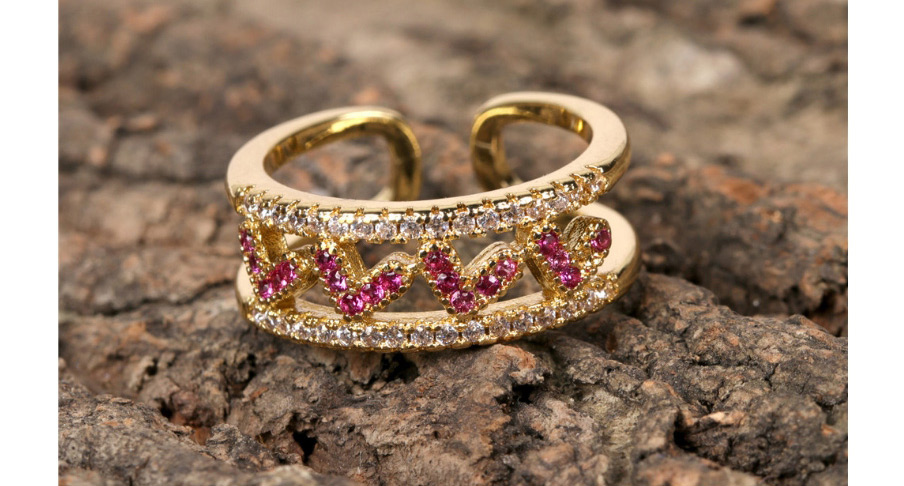 Fashion Pink Diamond Love Heart Red Peach Heart Ring,Rings