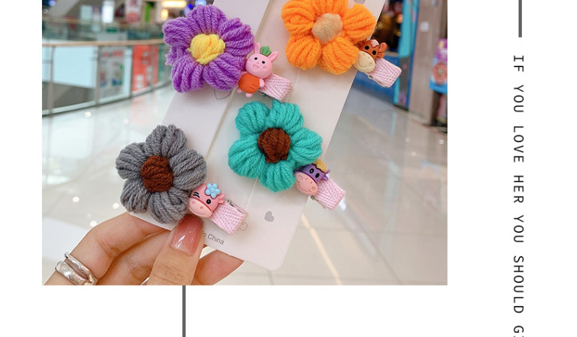 Fashion Calf Flowers [blue] Childrens Woolen Flower Hairpin,Kids Accessories