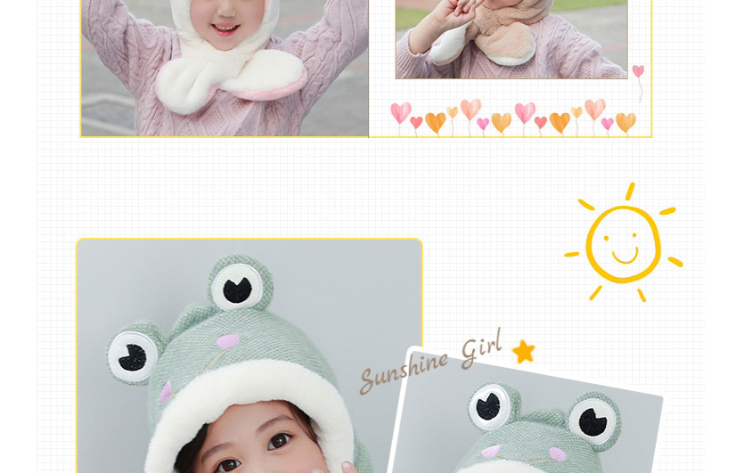 Fashion Coffee Color Frog Hat Childrens Frog Rabbit Ear Scarf One-piece Cap,Children