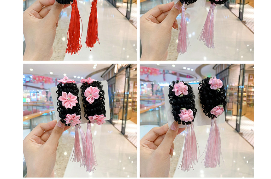 Fashion 1 Pair Of Flowers [red] Wig Tassel Hair Ring,Kids Accessories