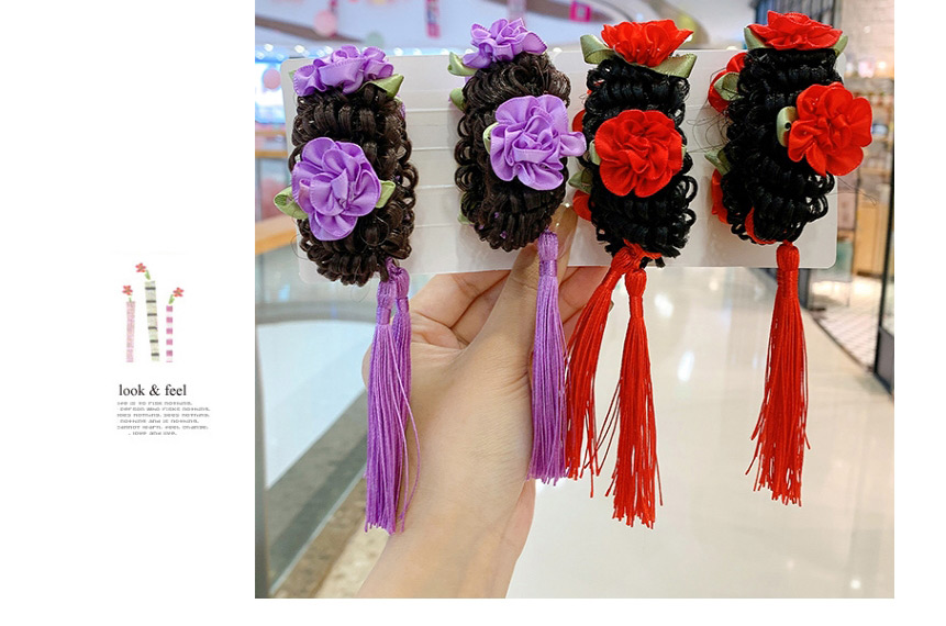 Fashion 1 Pair Of Flowers [pink] Wig Tassel Hair Ring,Kids Accessories