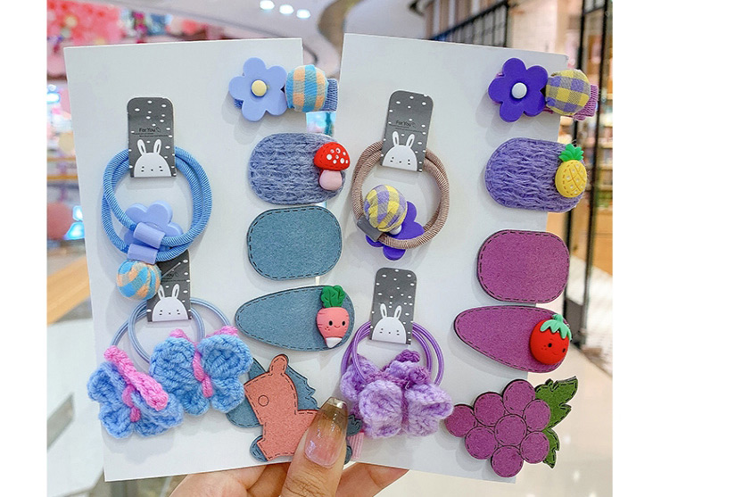 Fashion Blue Series [9-piece Set] Children Cartoon Flower Animal Hairpin,Kids Accessories