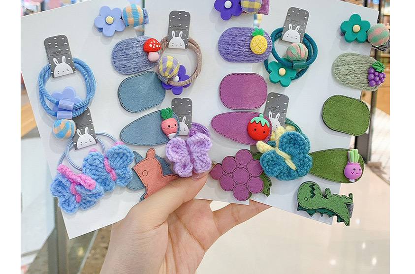 Fashion Purple Series [9-piece Set] Children Cartoon Flower Animal Hairpin,Kids Accessories
