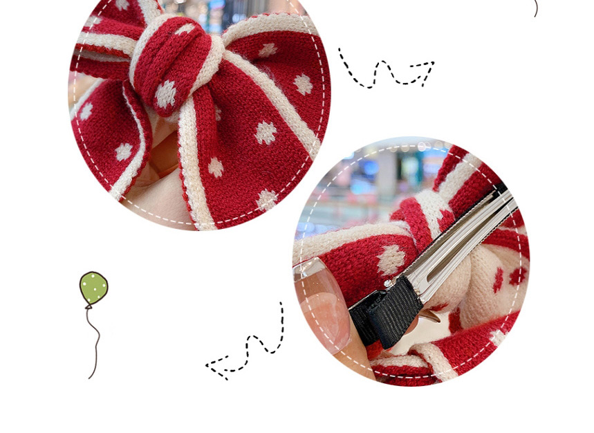 Fashion Wine Red Hairpin Bowknot Pearl Polka Dot Hairpin Hair Tie,Kids Accessories