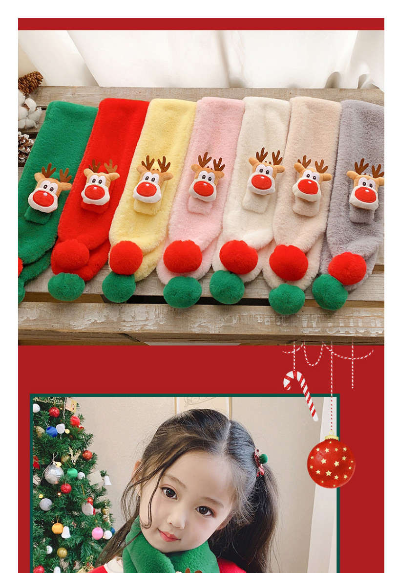 Fashion Green Santa Childrens Christmas Plush Warm Scarf,knitting Wool Scaves