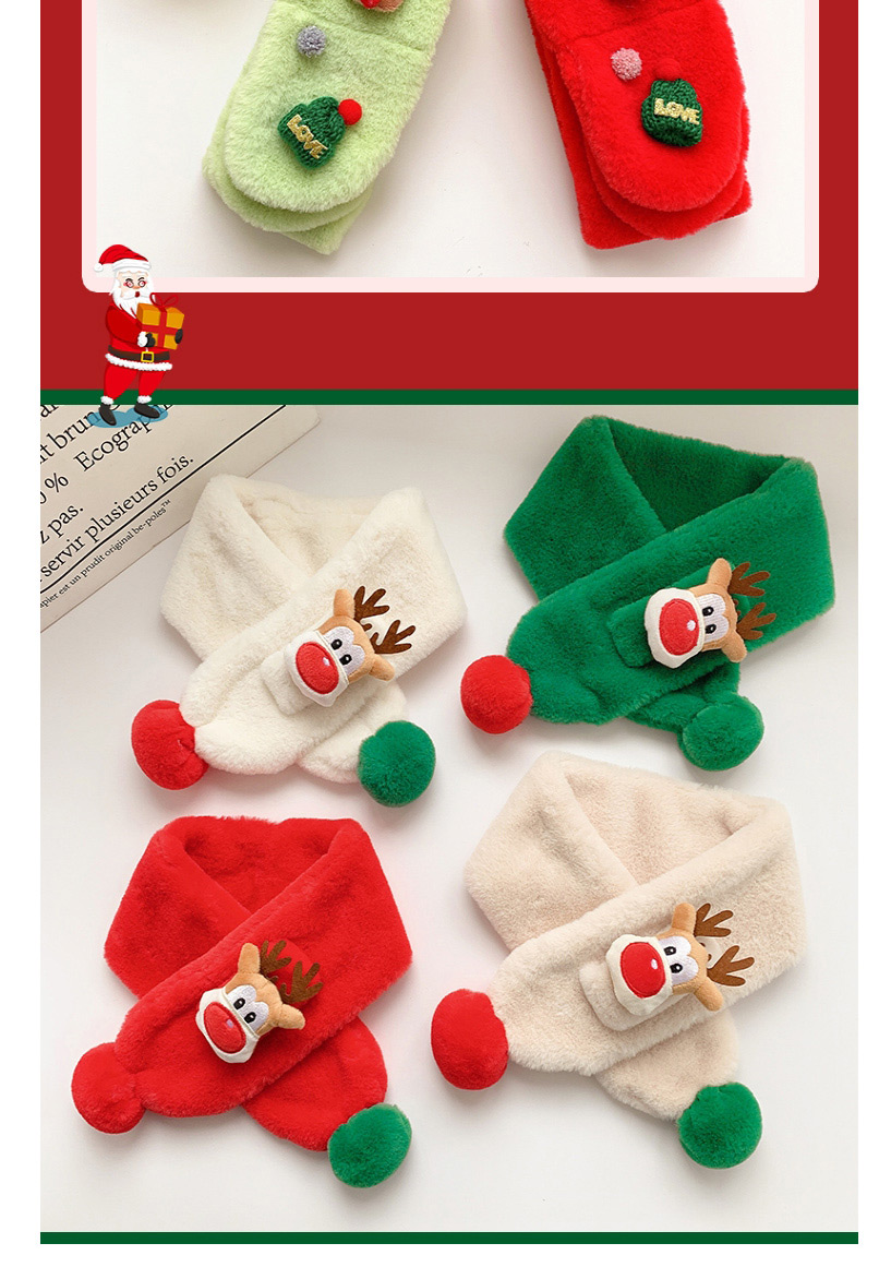 Fashion Green Hat Fawn Childrens Christmas Plush Warm Scarf,knitting Wool Scaves