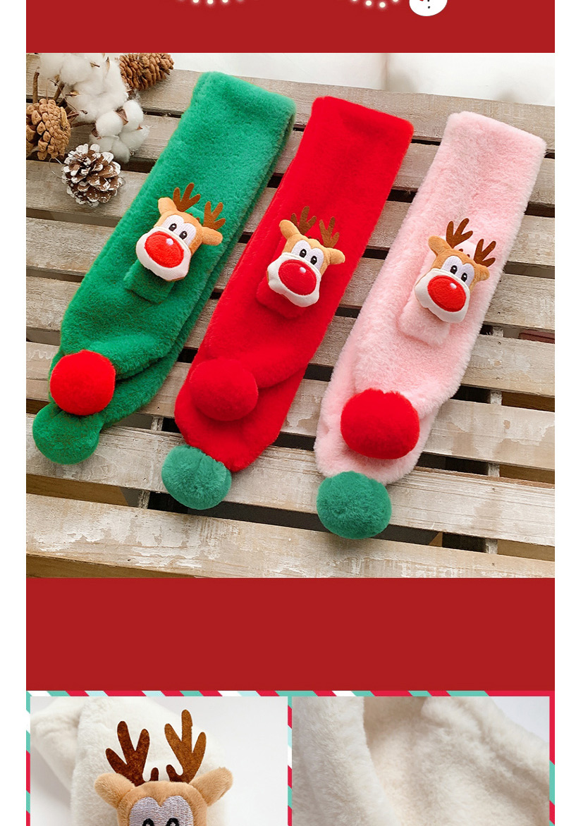 Fashion Red Fawn Childrens Christmas Plush Warm Scarf,knitting Wool Scaves