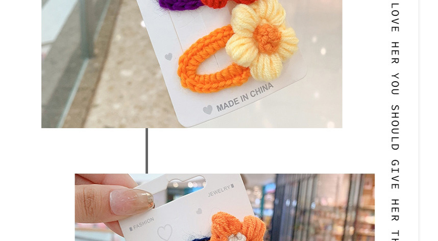 Fashion Orange Flowers Childrens Cartoon Woolen Flower Hairpin,Kids Accessories
