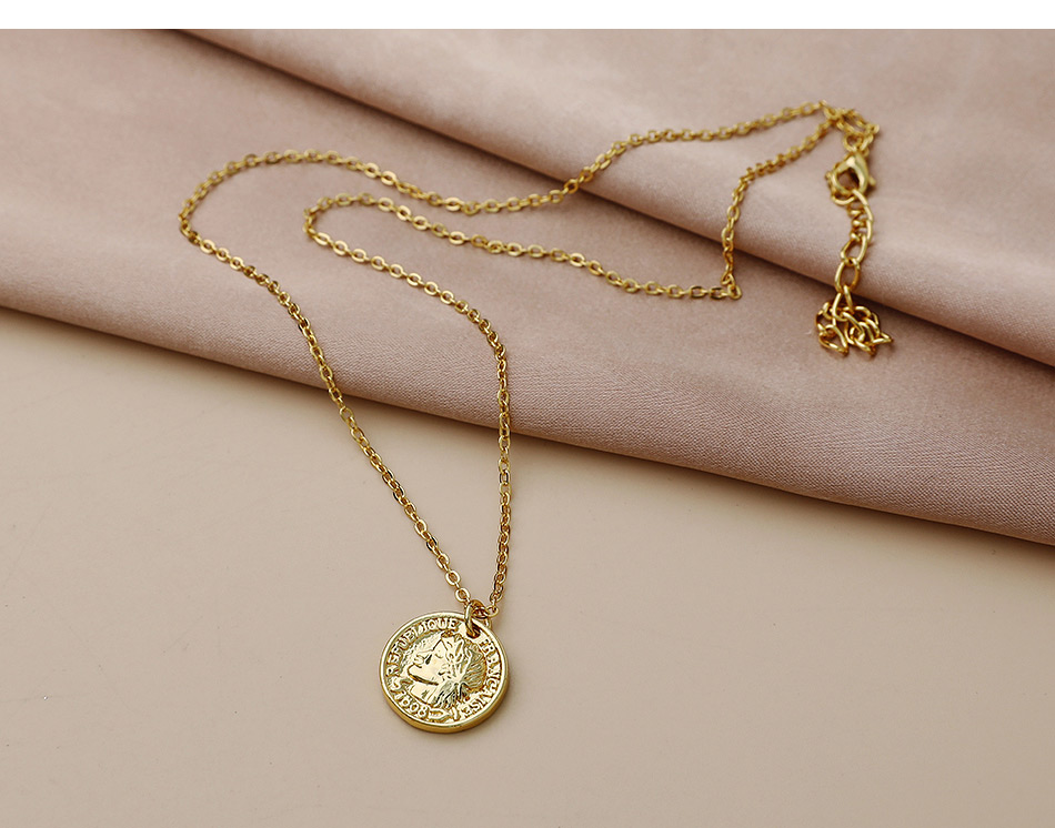 Fashion Gold Color Copper Inlaid Zircon Portrait Necklace,Necklaces