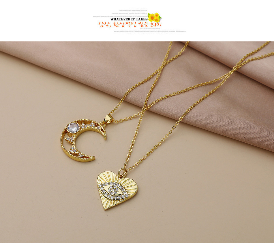 Fashion Gold Color Copper Inlaid Zircon Love Eye Necklace,Necklaces