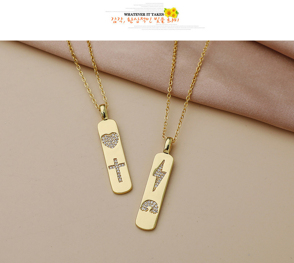 Fashion Gold Color Copper Inlaid Zircon Lightning Necklace,Necklaces