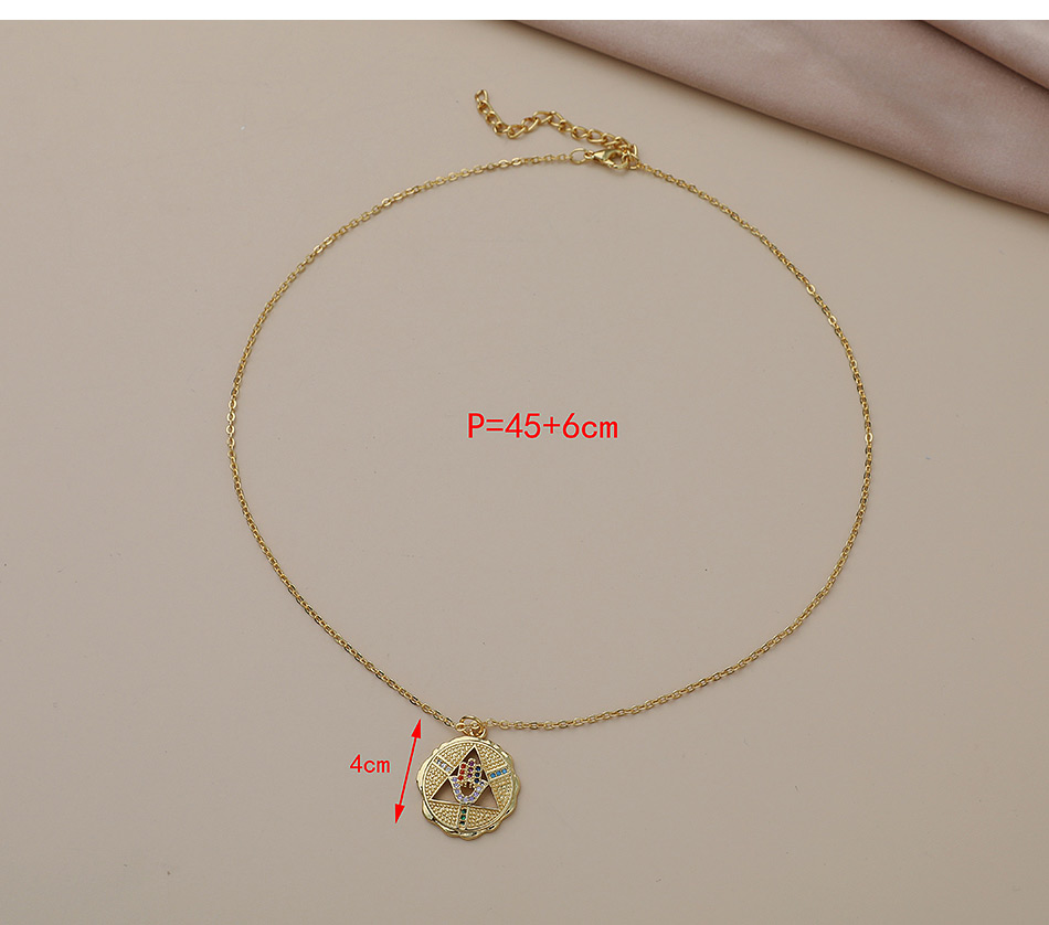 Fashion Gold Color Copper Inlaid Zircon Round Palm Necklace,Necklaces