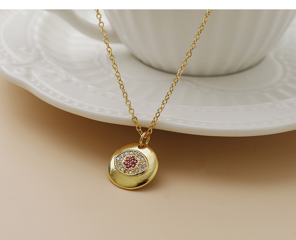 Fashion Gold Color Copper Inlaid Zircon Round Eye Necklace,Necklaces