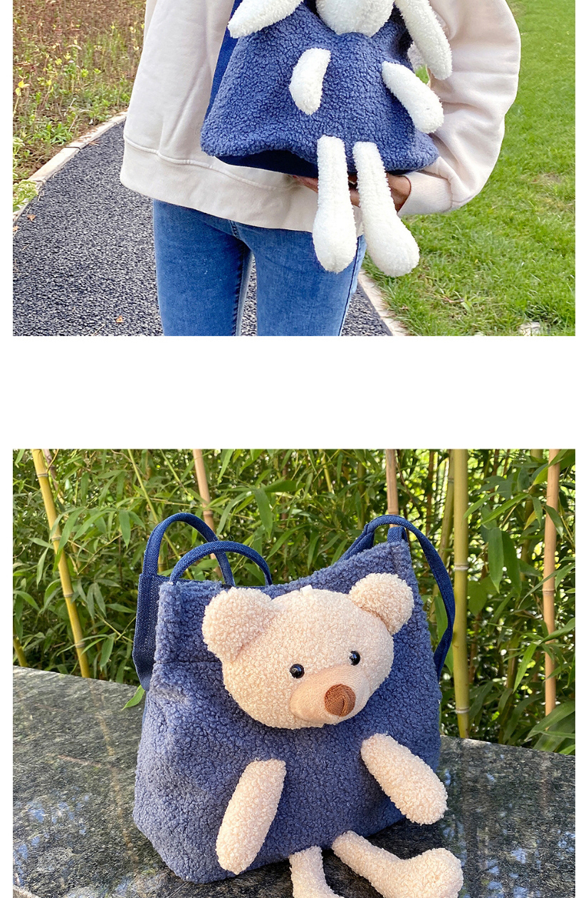 Fashion Blue Rabbit Furry Doll Animal One-shoulder Armpit Bag,Messenger bags