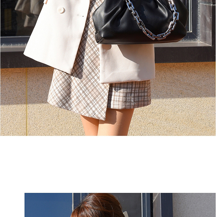 Fashion Black Thick Chain Pleated Shoulder Messenger Bag,Shoulder bags