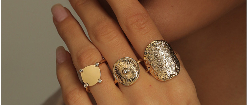 Fashion Gold Color Alloy Geometric Beating Pattern Round Ring Set,Rings Set