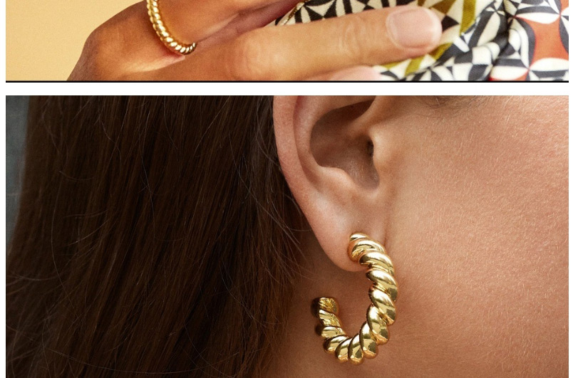 Fashion Gold Color Alloy Twisted Twist Rope Earrings,Hoop Earrings