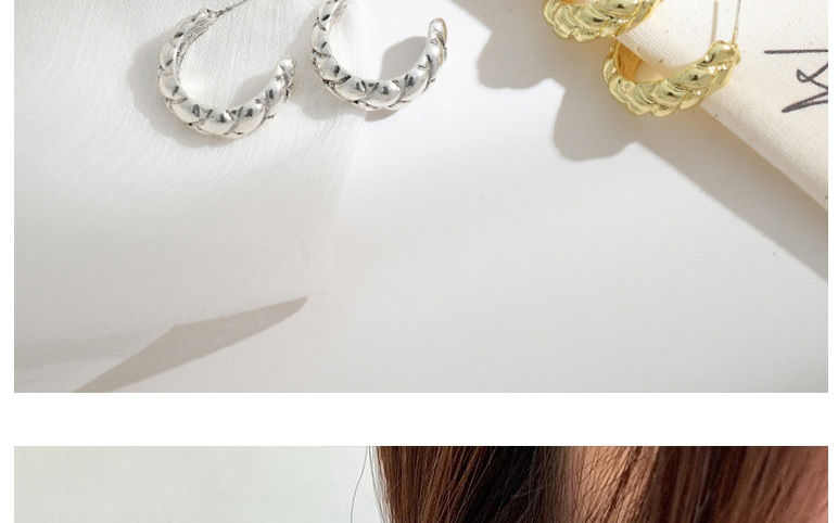 Fashion Silver Color Matte C-shaped Geometric Earrings,Stud Earrings