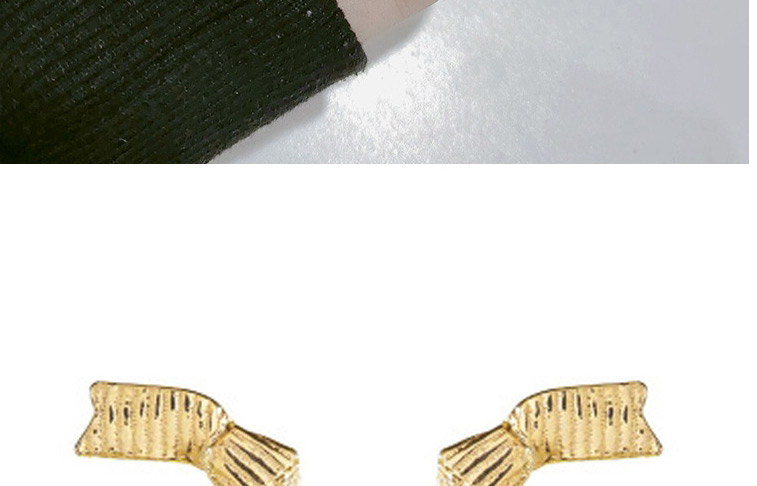 Fashion Gold Color Geometric Matte Metal Bow Ribbon Earrings,Stud Earrings