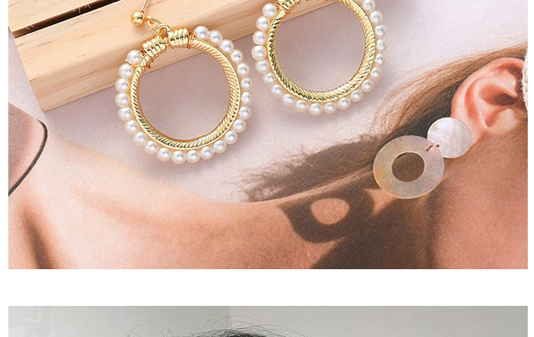 Fashion Gold Color Color Pearl Round Alloy Earrings,Drop Earrings