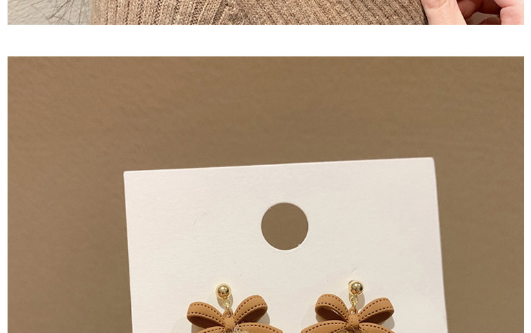 Fashion Gold Color Bow Leopard Print Plush Earrings,Drop Earrings