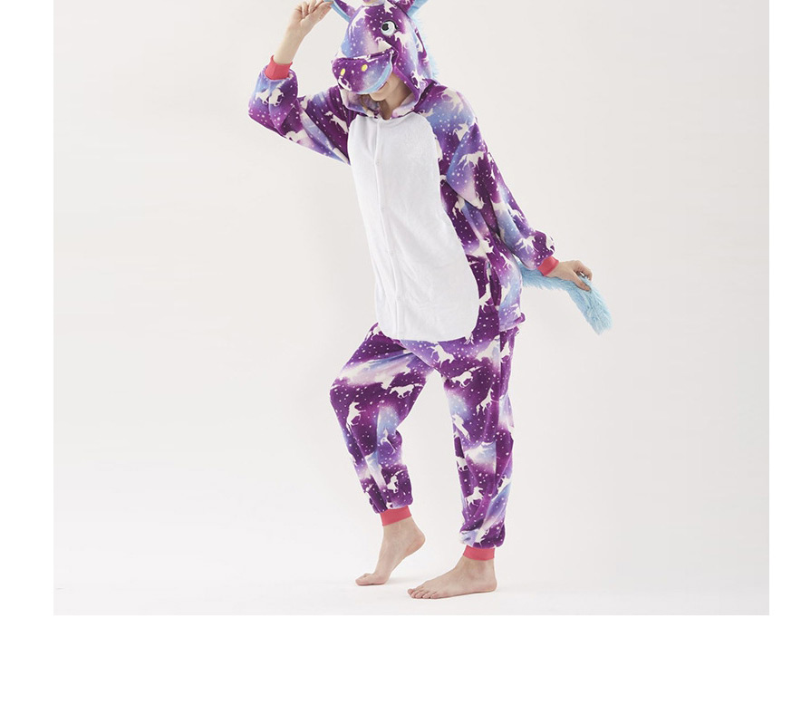 Fashion Bronzing Pegasus Flannel Animal Coral Fleece Bathrobe One-piece Pajamas Home Service,Cartoon Pajama