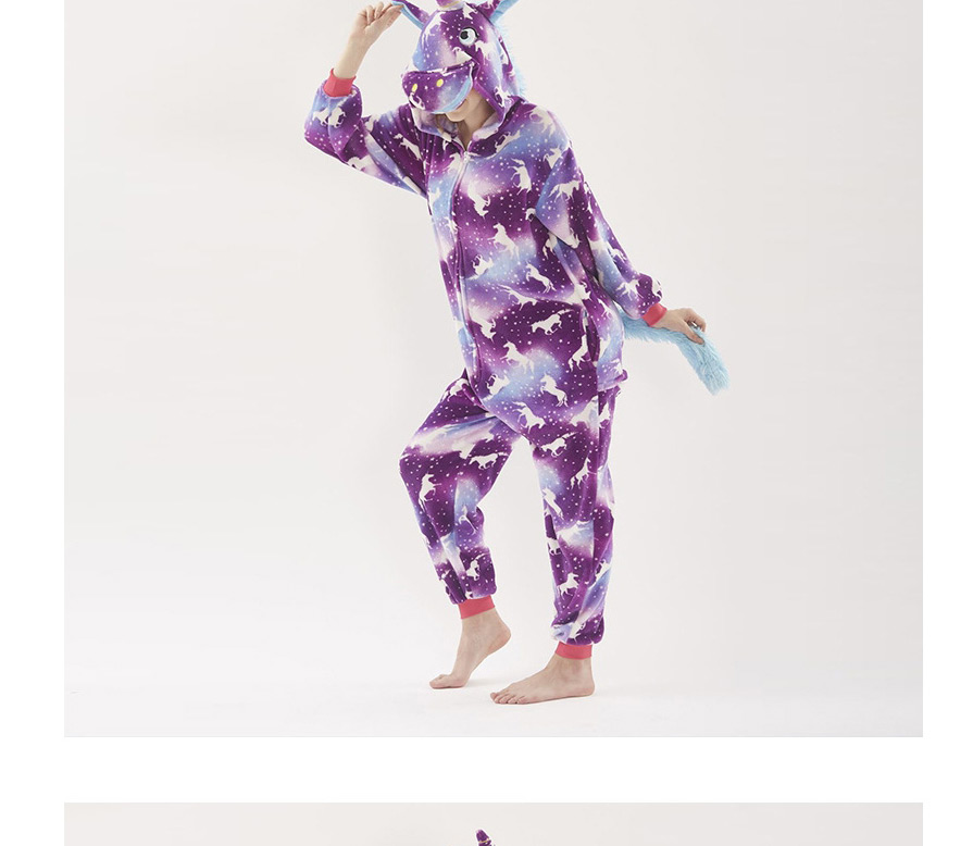 Fashion Bronzing Pegasus Flannel Animal Coral Fleece Bathrobe One-piece Pajamas Home Service,Cartoon Pajama