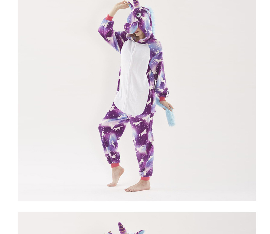Fashion Colorful Pegasus Flannel Animal Coral Fleece Bathrobe One-piece Pajamas Home Service,Cartoon Pajama