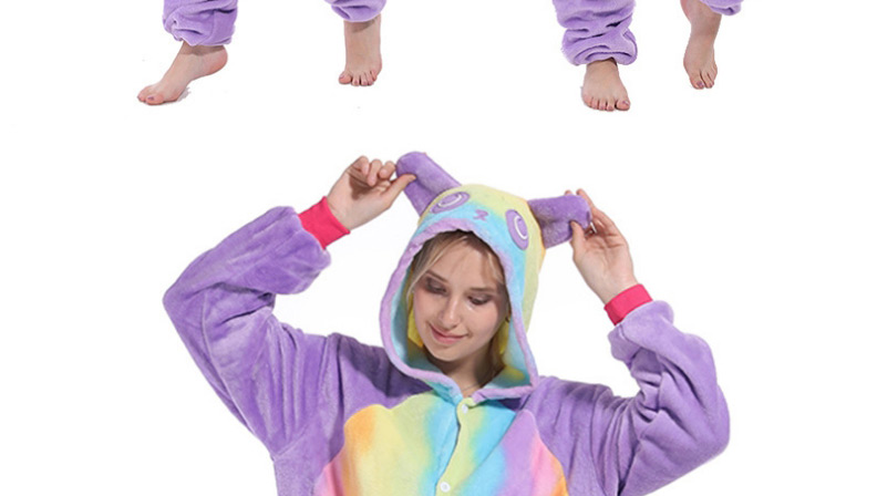 Fashion Rainbow Kung Fu Panda Flannel Rainbow Kung Fu Panda One-piece Pajamas,Cartoon Pajama
