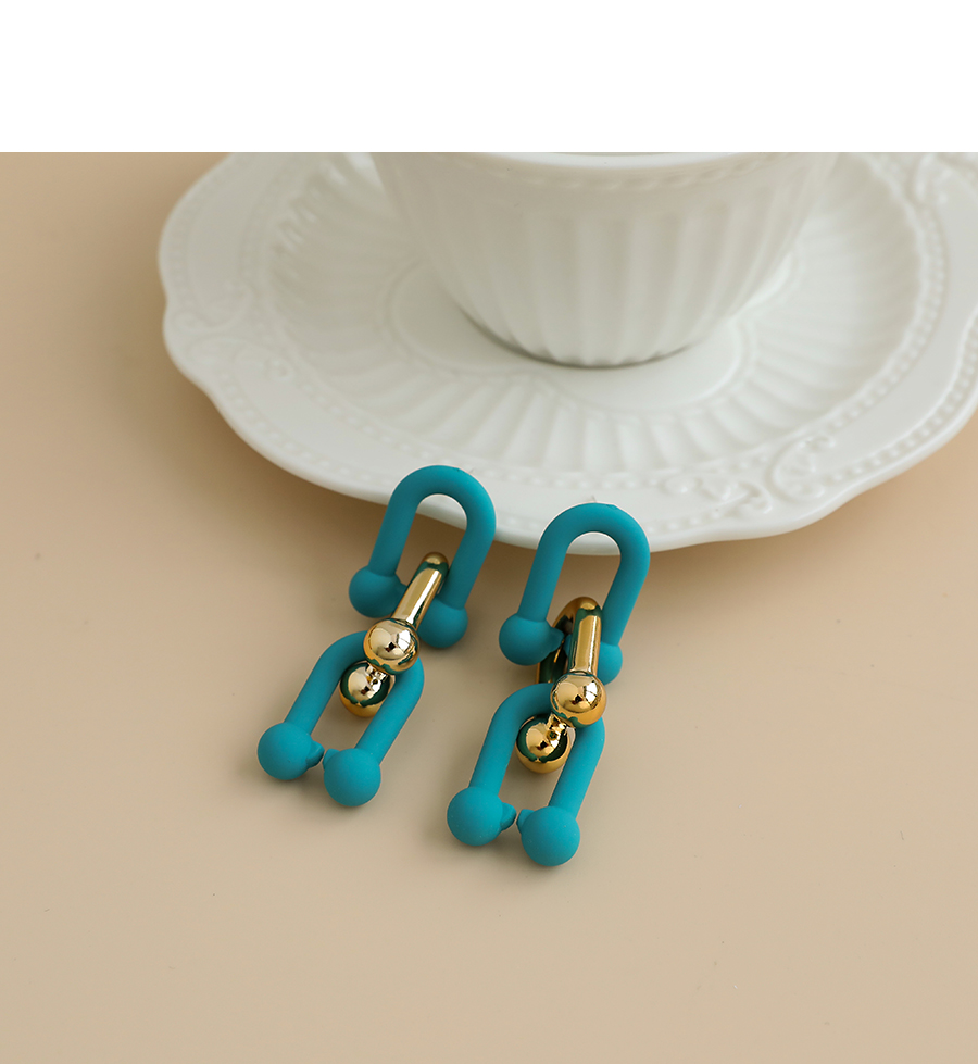 Fashion Blue Resin Chain Earrings,Drop Earrings