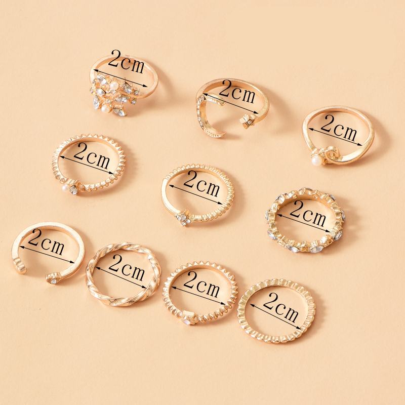 Fashion Gold Color 10 Alloy Rings Set,Rings Set