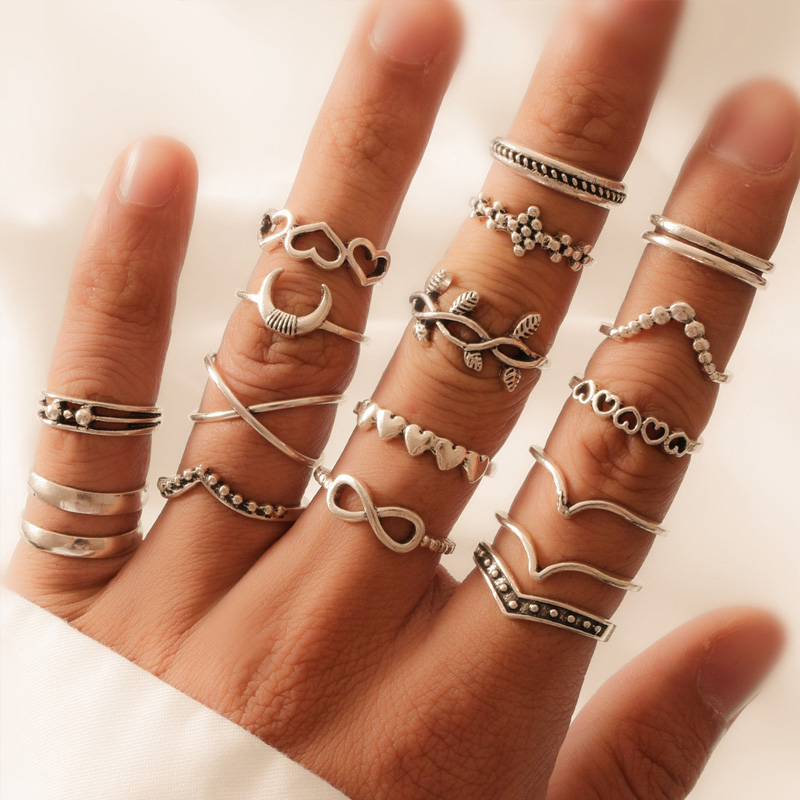 Fashion Silver Color 18 Alloy Rings Set,Rings Set