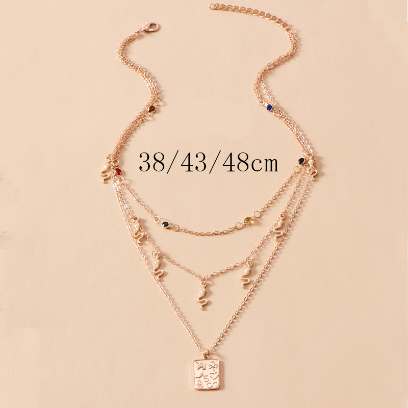 Fashion Gold Color Alloy Multilayer Geometric Necklace,Pendants