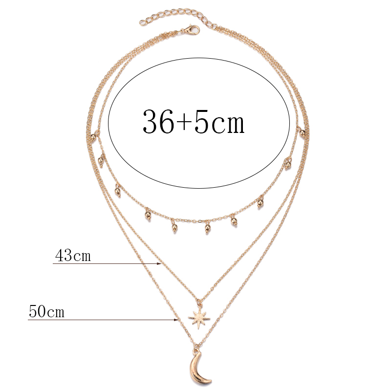 Fashion Gold Color Alloy Multilayer Crescent Necklace,Pendants