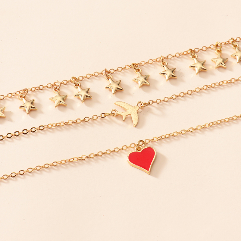 Fashion Gold Color Alloy Multilayer Love Necklace,Pendants