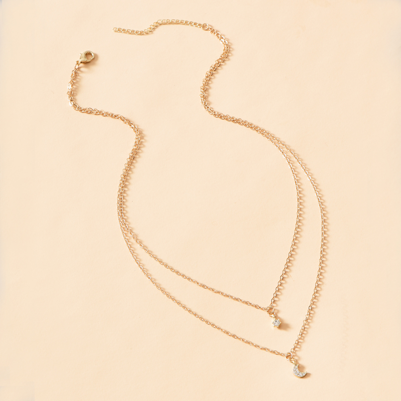 Fashion Gold Color Alloy Double Crescent Necklace,Multi Strand Necklaces