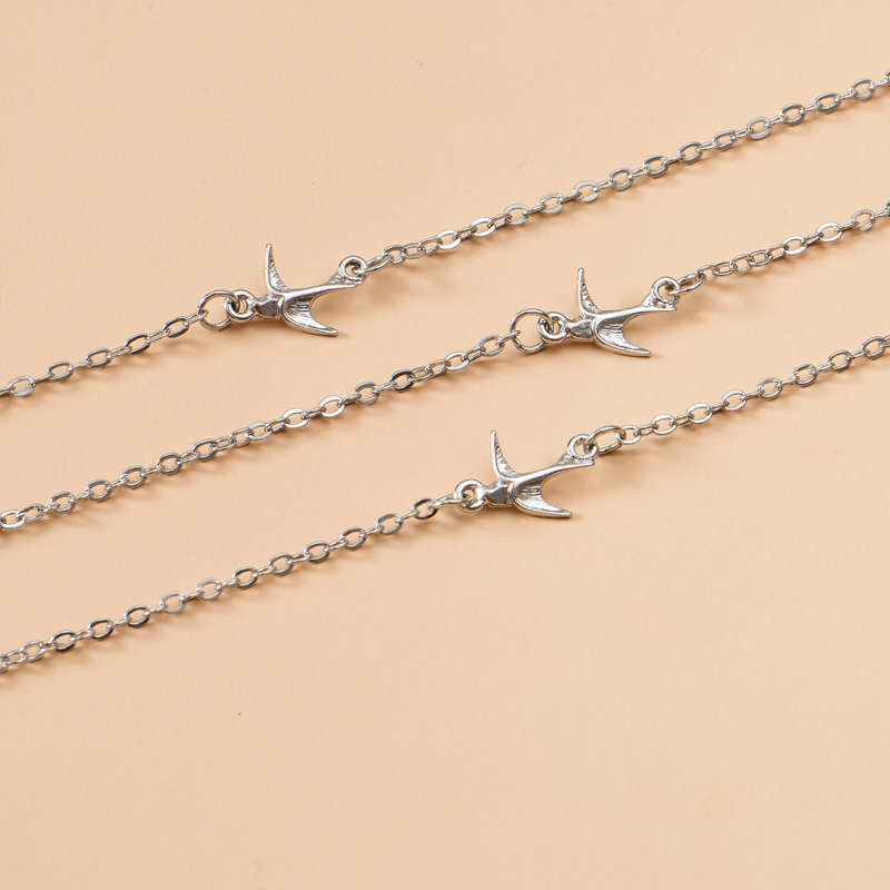 Fashion Silver Color Alloy Multilayer Bird Necklace,Multi Strand Necklaces