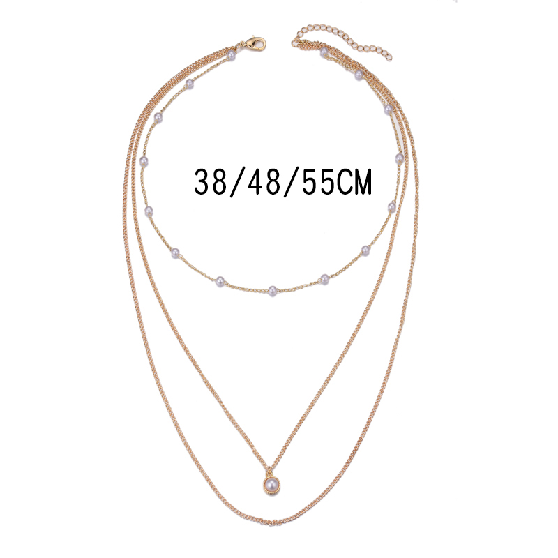 Fashion Gold Color Alloy Multilayer Pearl Necklace,Multi Strand Necklaces