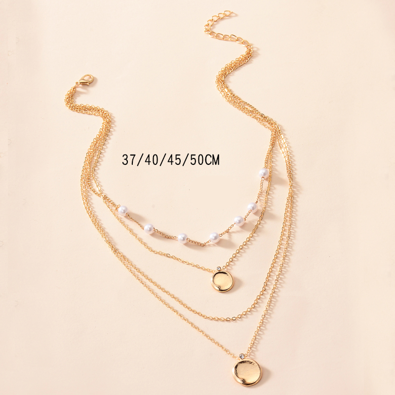 Fashion Gold Color Alloy Multilayer Pearl Necklace,Pendants