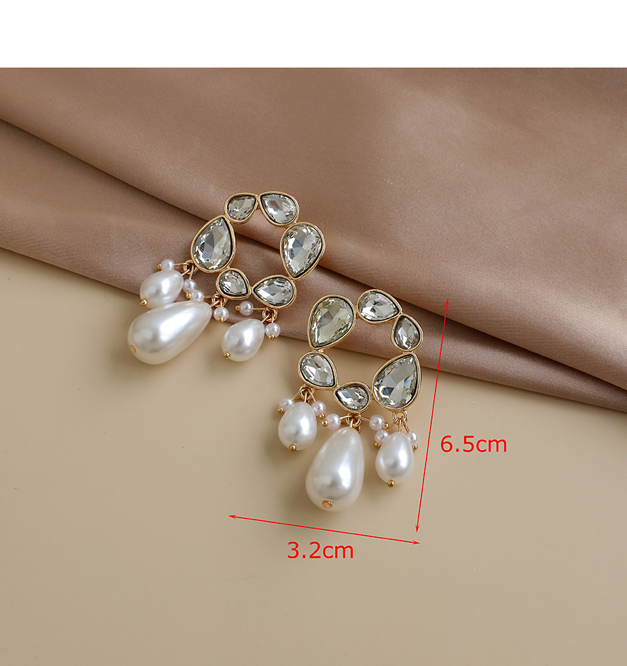 Fashion Black Alloy Diamond Pearl Tassel Stud Earrings,Drop Earrings