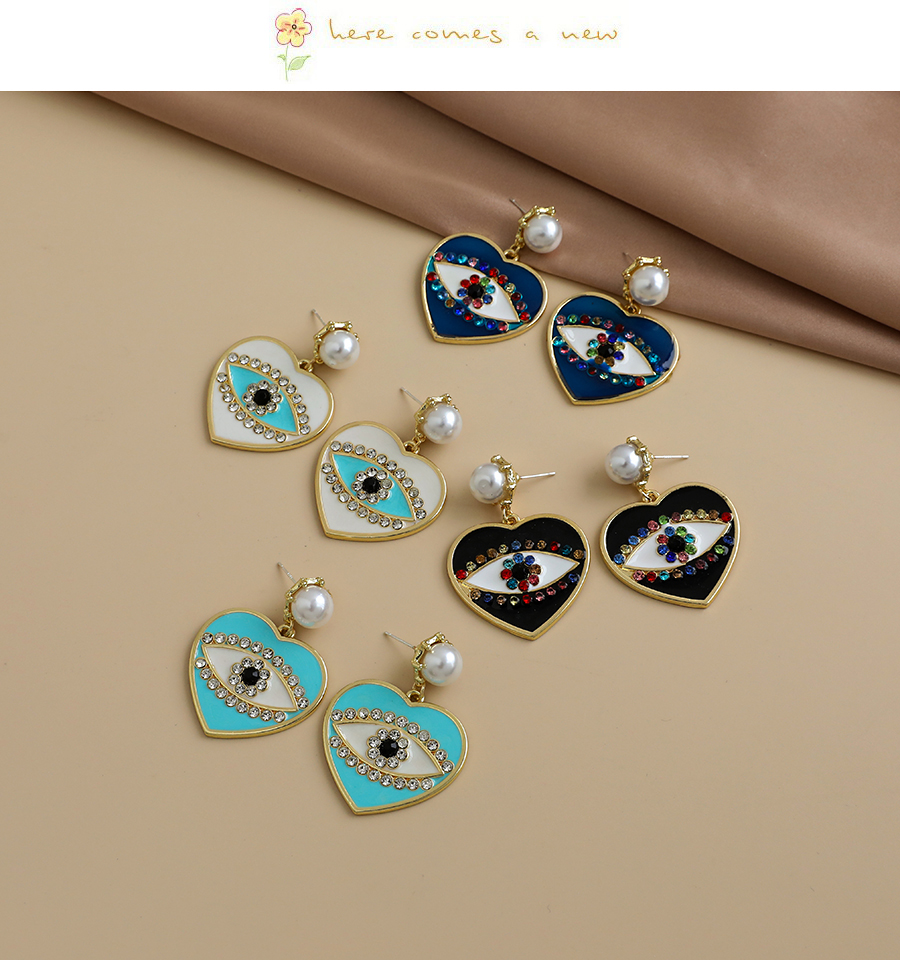 Fashion Navy Blue Alloy Diamond Earrings,Drop Earrings