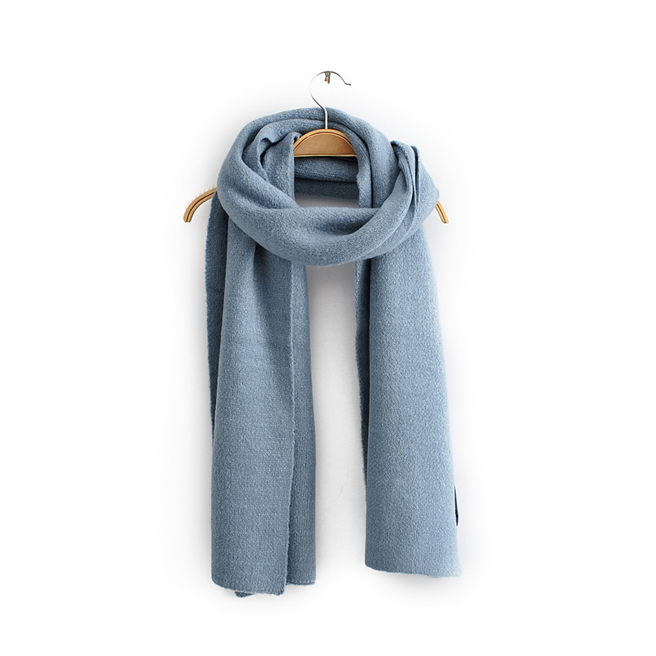 Fashion Light Grey Solid Color Letter Mark Knitted Cashmere Scarf Shawl,knitting Wool Scaves