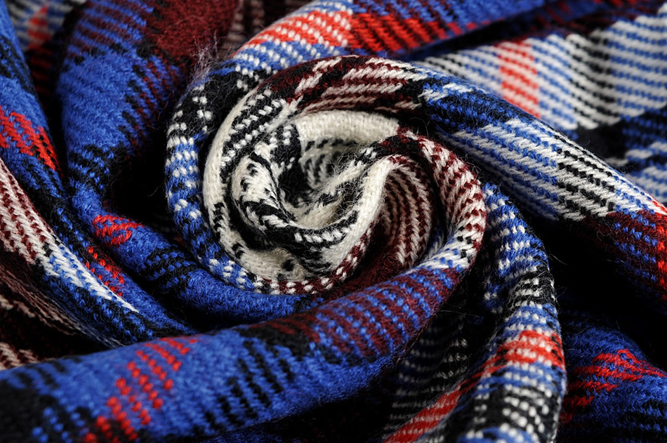 Fashion Blue Check Cashmere Fringed Scarf Shawl,knitting Wool Scaves