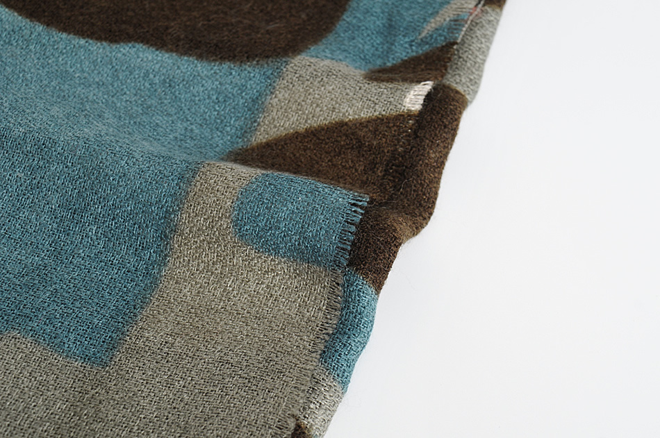 Fashion Blue Geometric Color Block Imitation Cashmere Scarf Shawl,knitting Wool Scaves