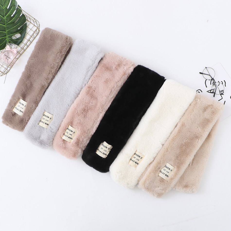 Fashion Creamy-white Letter Patch Solid Color Imitation Mink Fur Collar,knitting Wool Scaves